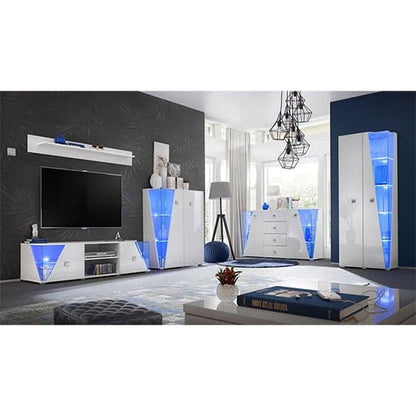 Emory High Gloss Display Cabinet With 2 Doors In White And LED