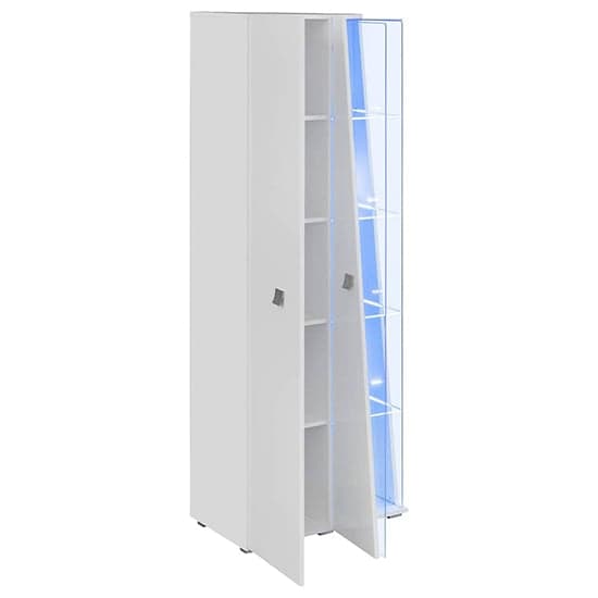 Emory High Gloss Display Cabinet Tall 2 Doors In White With LED