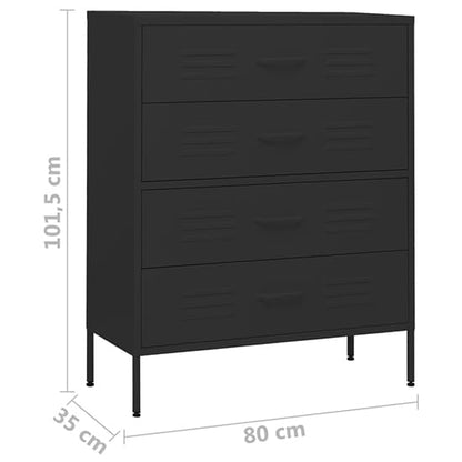 Emrik Steel Chest Of 4 Drawers In Black