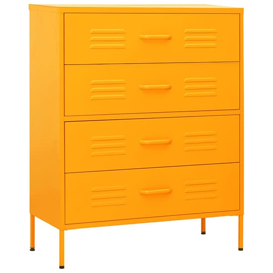 Emrik Steel Chest Of 4 Drawers In Mustard Yellow