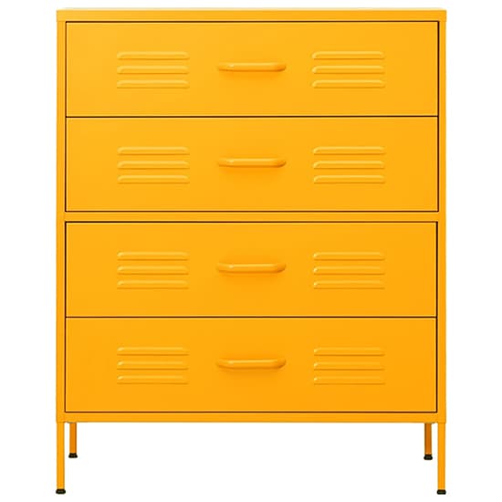 Emrik Steel Chest Of 4 Drawers In Mustard Yellow