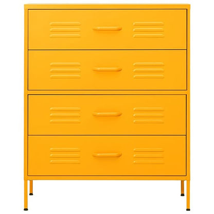 Emrik Steel Chest Of 4 Drawers In Mustard Yellow