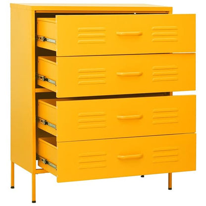 Emrik Steel Chest Of 4 Drawers In Mustard Yellow