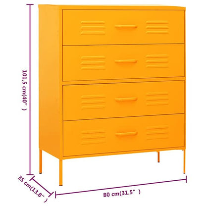 Emrik Steel Chest Of 4 Drawers In Mustard Yellow