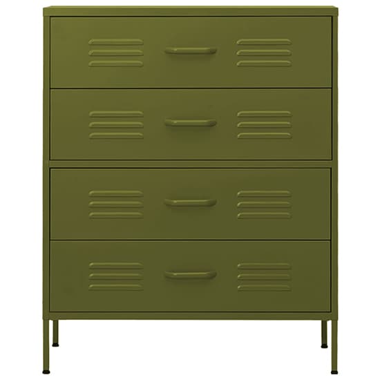 Emrik Steel Chest Of 4 Drawers In Olive Green