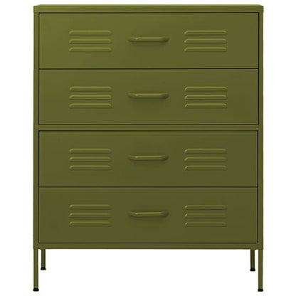 Emrik Steel Chest Of 4 Drawers In Olive Green