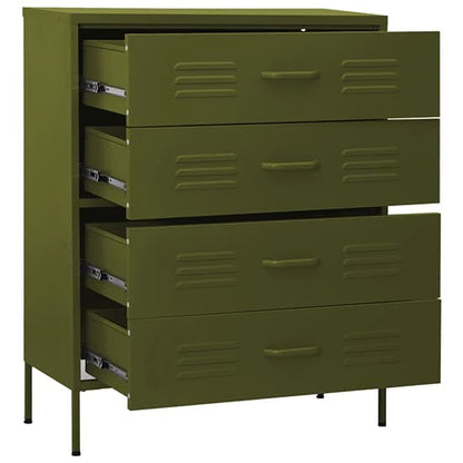 Emrik Steel Chest Of 4 Drawers In Olive Green