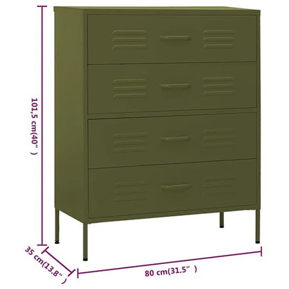 Emrik Steel Chest Of 4 Drawers In Olive Green