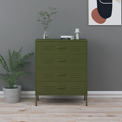 Emrik Steel Chest Of 4 Drawers In Olive Green