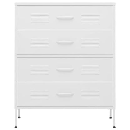 Emrik Steel Chest Of 4 Drawers In White