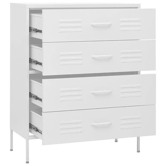 Emrik Steel Chest Of 4 Drawers In White