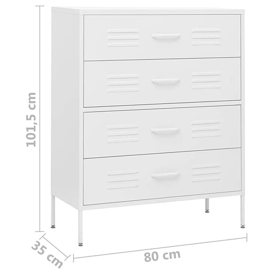 Emrik Steel Chest Of 4 Drawers In White