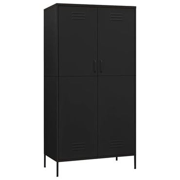 Emrik Steel Wardrobe With 2 Doors In Black