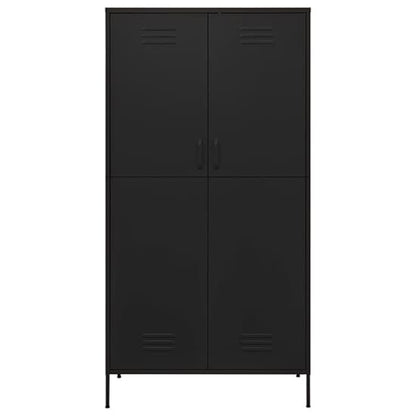 Emrik Steel Wardrobe With 2 Doors In Black