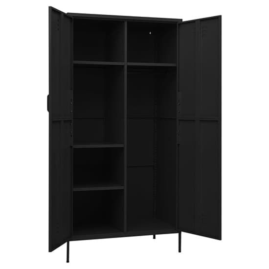 Emrik Steel Wardrobe With 2 Doors In Black