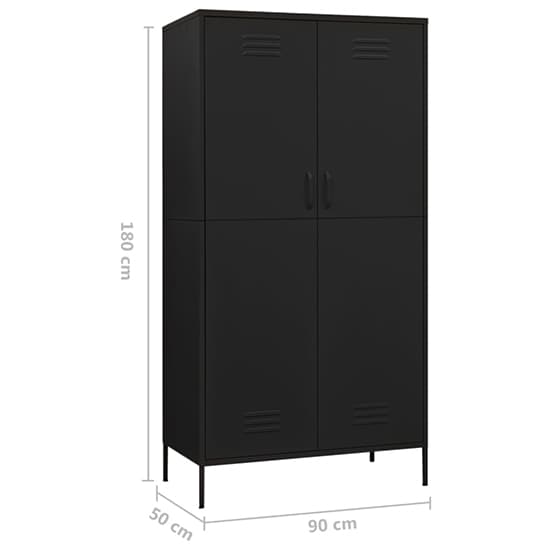 Emrik Steel Wardrobe With 2 Doors In Black