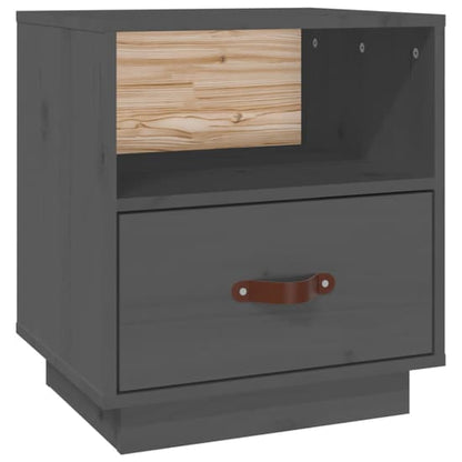 Epix Pine Wood Bedside Cabinet With 1 Drawer In Grey