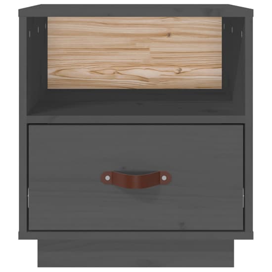 Epix Pine Wood Bedside Cabinet With 1 Drawer In Grey