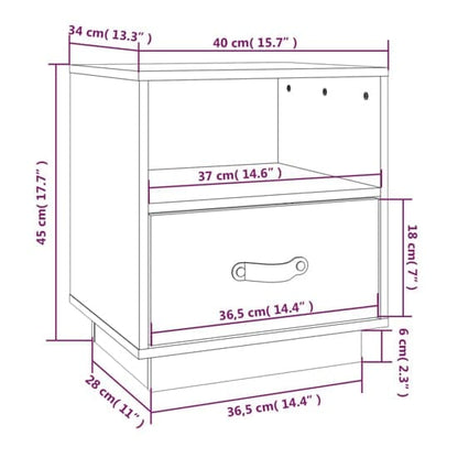 Epix Pine Wood Bedside Cabinet With 1 Drawer In Natural