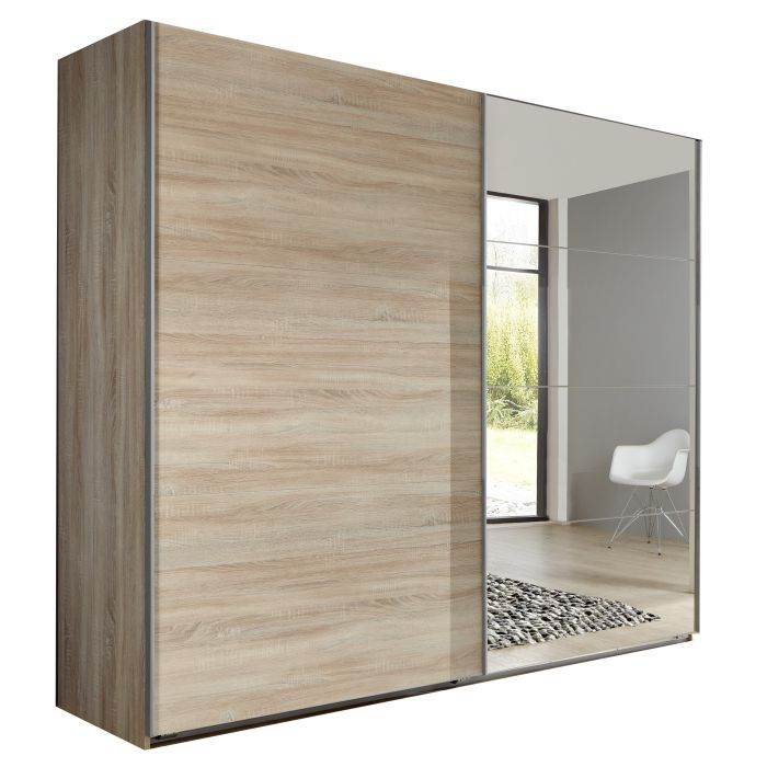 Erasmus Oak 2 Door Sliding Mirrored Wardrobe | Rustic Charm | Furco