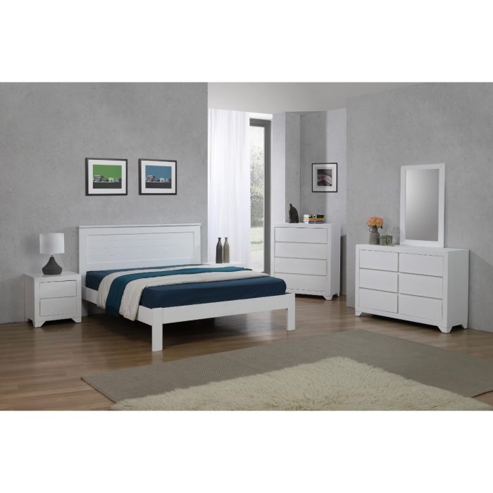 Gelligaer Classic Double Bed in White Solid Wood Frame - Timeless Elegance for Your Bedroom