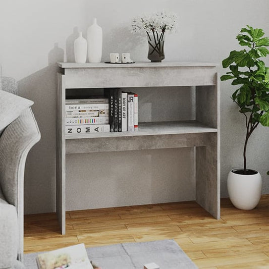 Concrete Effect Wooden Console Table with Undershelf for Modern Home Decor