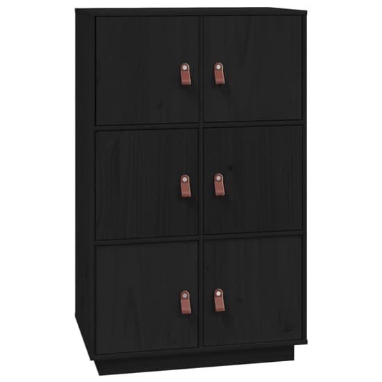 FURCO Everix Black Pinewood 6-Door Storage Cabinet for Home & Office