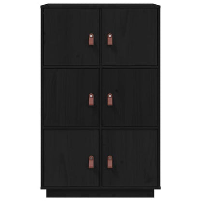 FURCO Everix Black Pinewood 6-Door Storage Cabinet for Home & Office