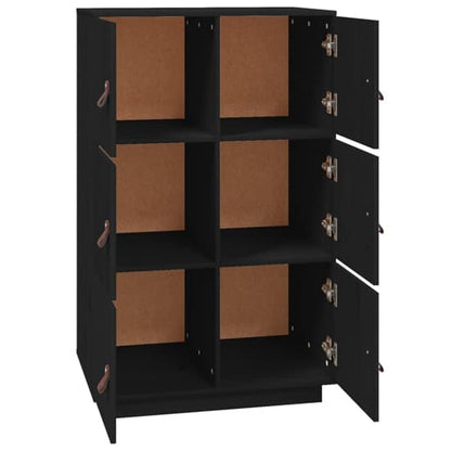 FURCO Everix Black Pinewood 6-Door Storage Cabinet for Home & Office