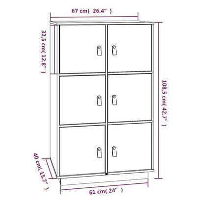 FURCO Everix Black Pinewood 6-Door Storage Cabinet for Home & Office