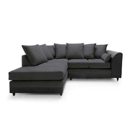 Linacre Fabric Corner Sofa - Left Arm Black and Charcoal