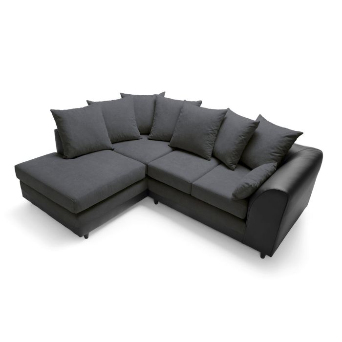 Linacre Fabric Corner Sofa - Left Arm Black and Charcoal