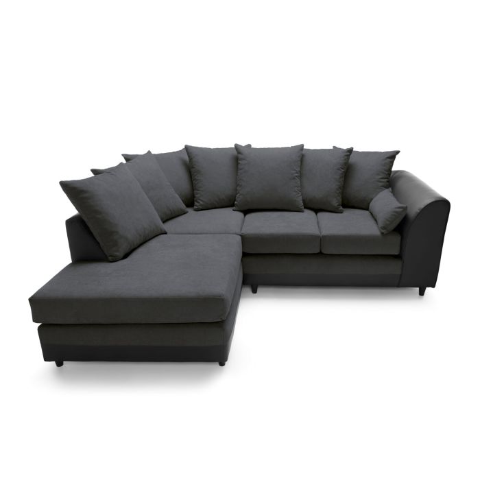 Linacre Fabric Corner Sofa - Left Arm Black and Charcoal