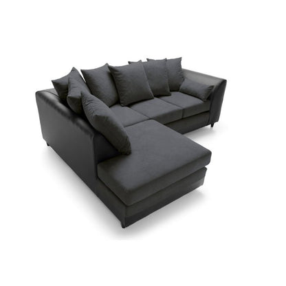 Linacre Fabric Corner Sofa - Left Arm Black and Charcoal