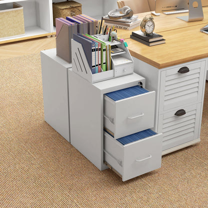 HOMCOM wo-Drawer Modern Steel Filing Cabinet - White