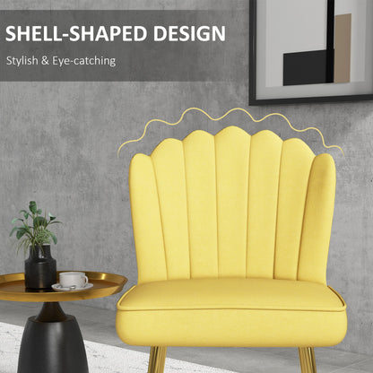 HOMCOM elvet-Feel Shell Accent Chair - Yellow