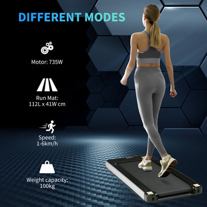 HOMCOM lectric Treadmill Walking Machine 735W Motorised Walking Treadmill 1-6km/h Aerobic Exercise Walking Pad w/ LED Display & Remote Control