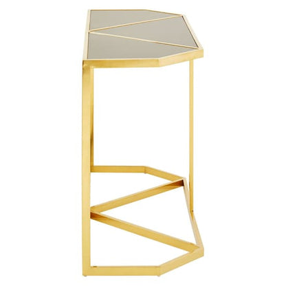 Fafnir Black Glass Top Console Table With Gold Frame