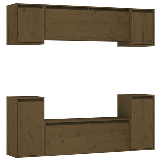 FURCO Falan Honey Brown Solid Pinewood TV Unit with Versatile Storage