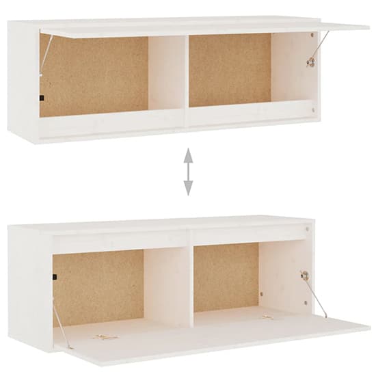 White Solid Pinewood TV Unit with Versatile Cabinets