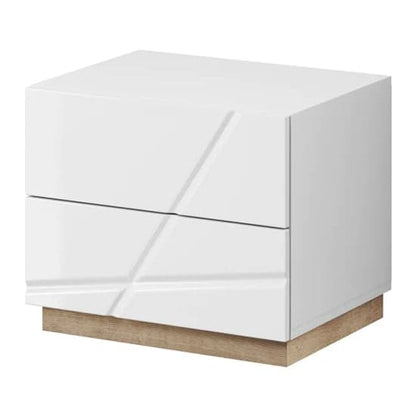 Fargo High Gloss Bedside Cabinet With 2 Drawers In White