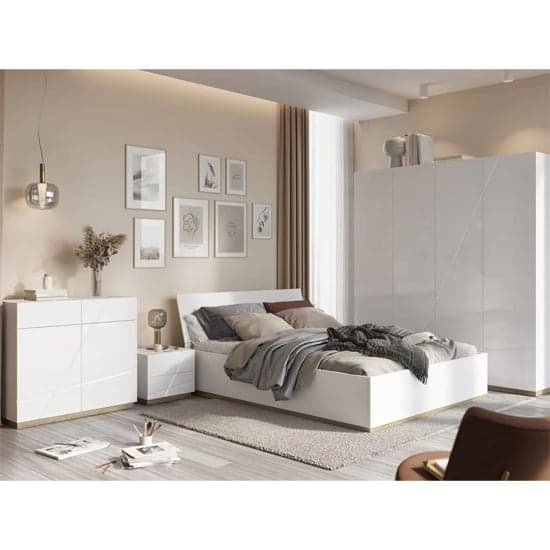 Fargo White High Gloss Sliding Wardrobe | Modern Design | 2 Doors | 200cm