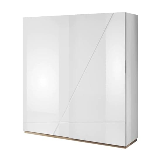 Fargo White High Gloss Sliding Wardrobe | Modern Design | 2 Doors | 200cm