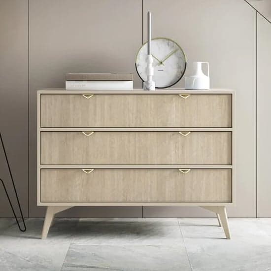 Beige Wooden Chest of 3 Drawers for Stylish Storage Solutions