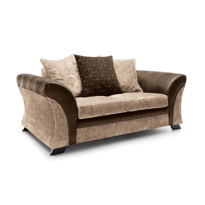 Lloyd Crushed Chenille 2 Seater Sofa - Brown and Beige Fabric