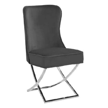 Fatin Black Velvet Dining Chairs With Chrome Legs In Pair