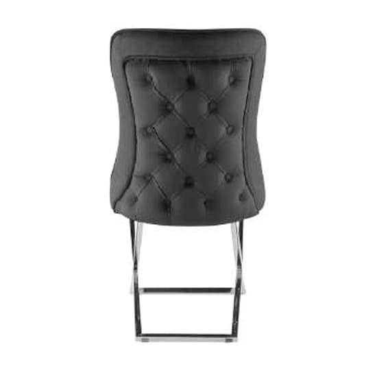 Fatin Black Velvet Dining Chairs With Chrome Legs In Pair