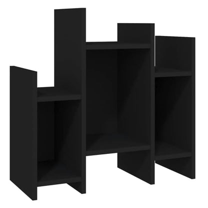 FURCO Black Wooden Side Table with 6 Shelves for Living Room Storage