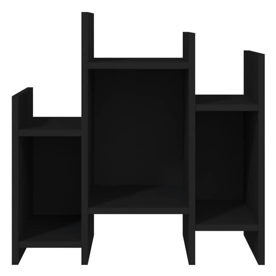 FURCO Black Wooden Side Table with 6 Shelves for Living Room Storage