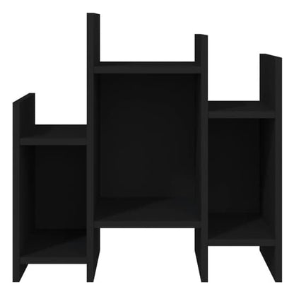 FURCO Black Wooden Side Table with 6 Shelves for Living Room Storage